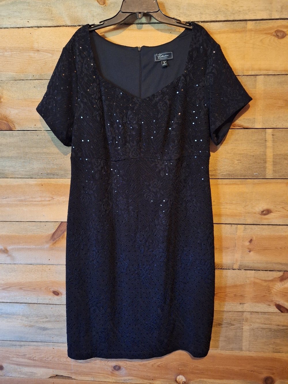 Dress Barn Black Lace Sequin Midi Dress